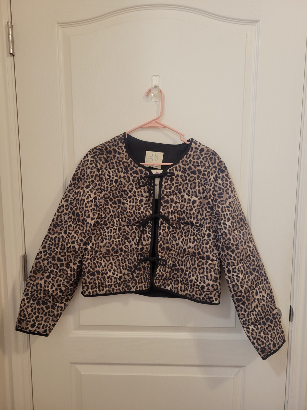 bohme Leopard Print Cropped Jacket in Beige and Black
